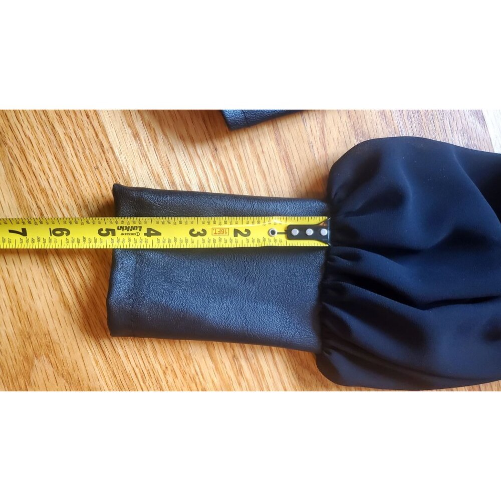 Black Long Sleeve Faux Leather Corset Bustier Sheer Sleeves Milkmade Goth Small - Picture 12 of 12